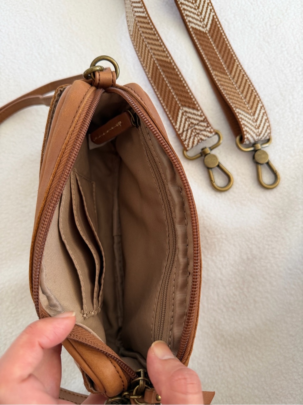 The Sak Brown Leather Crossbody Bag with additional Patterned Strap - Picture 11 of 11